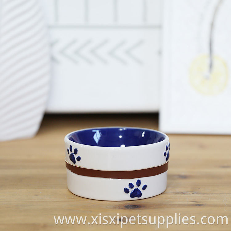 Custom Logo Ceramic Pet Food Bowl Dog Feeding Bowl